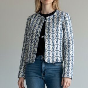 Caroline Constas Elegant Blue and White Women's Jacket size S